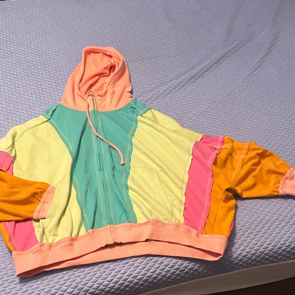 Colorful Patchwork Hoodie Jacket